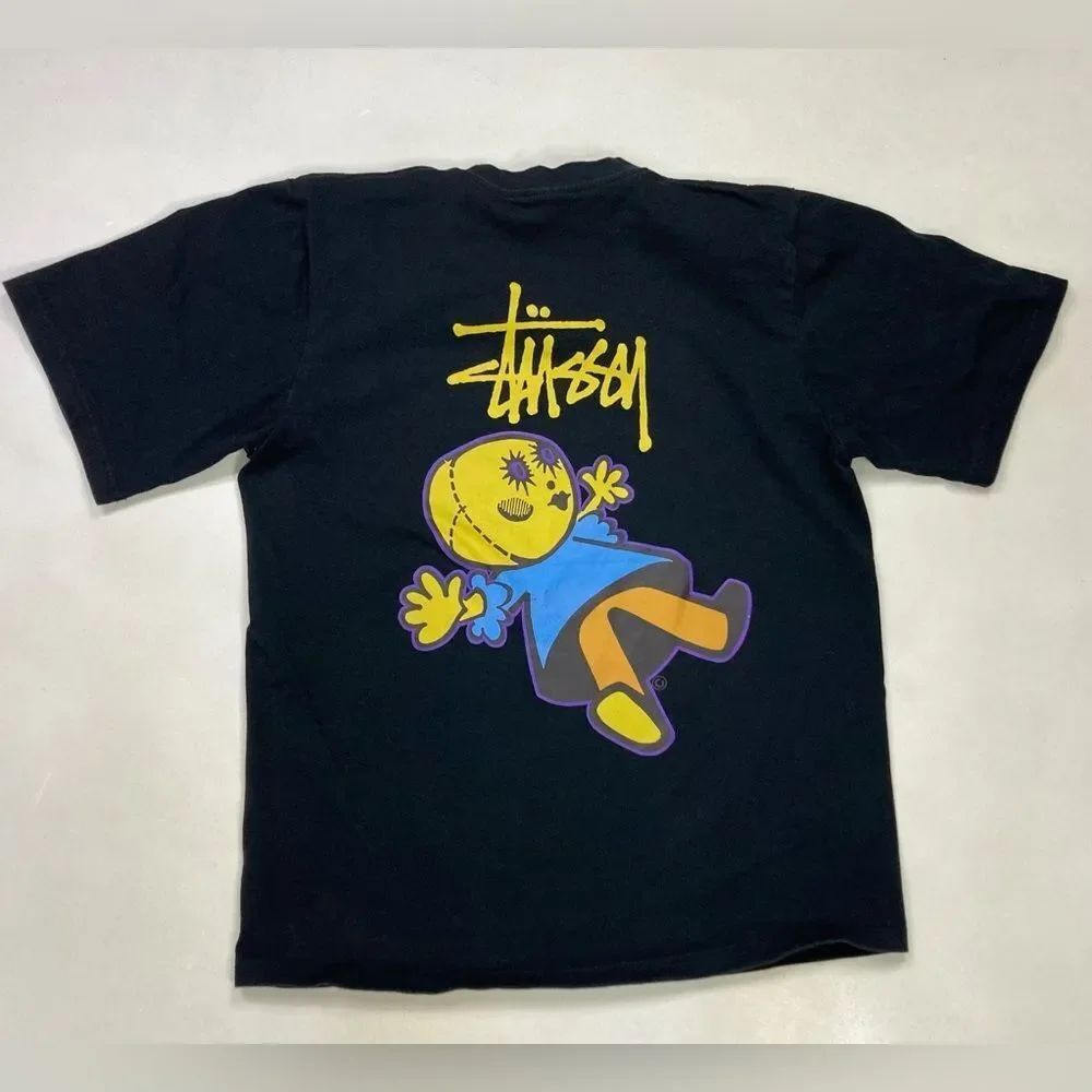 Stussy Pigment Dyed Graphic T-shirt Men Medium Black Short Sleeve